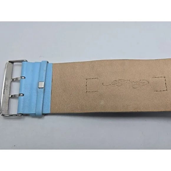 Womens Ed Hardy Swarovski Crystal Geisha Cuff Watch Blue Leather New Battery - Picture 10 of 11